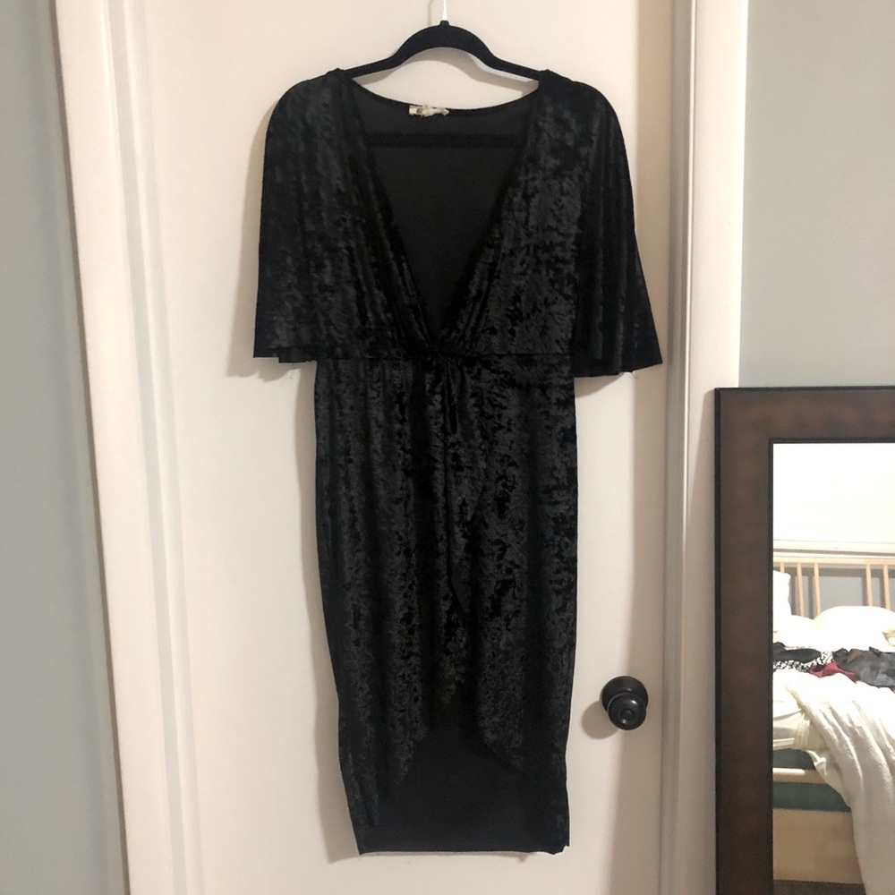 Sexy Velvet Black High Low Dress